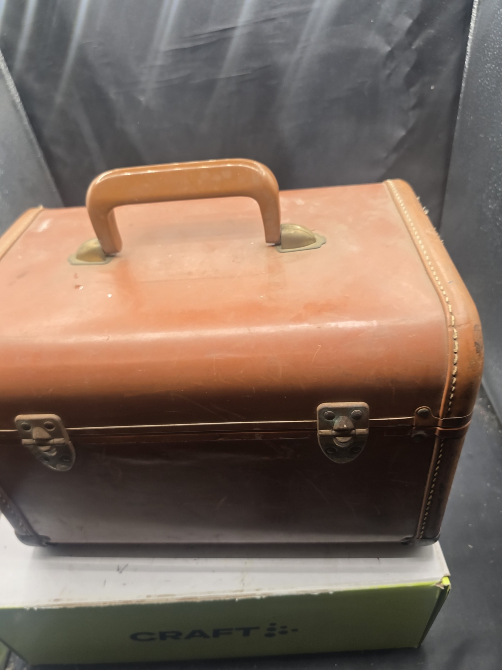 Towncraft Tan Faux-Leather Train Case with Handle